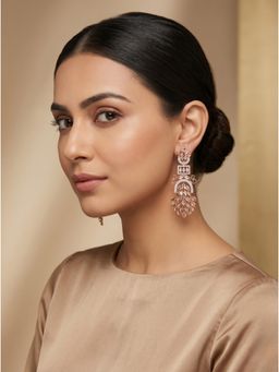 Adwitiya - Rose Gold Leaf Design Earrings