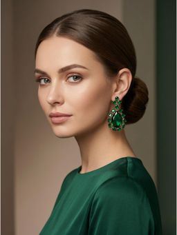 Adwitiya - Rose Gold Exquisite Emerald Cluster Statement Earrings