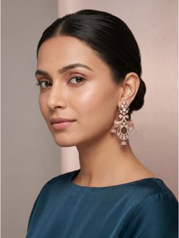 Adwitiya - Rose Gold Intricate Floral Jhumka Earrings