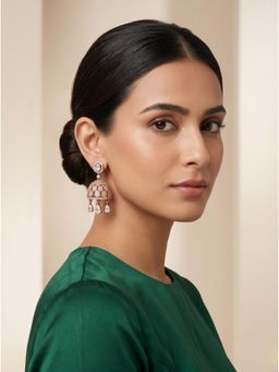 Adwitiya - Rose Gold Hexagon-Top Modern Jhumka Earrings