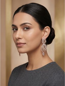 Adwitiya - Rose Gold Leafy Vine Dangle Earrings