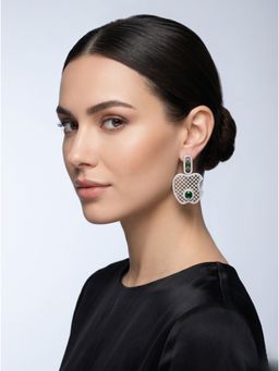 Adwitiya - Emerald-Colored Stone Apple-Shaped Statement Earrings