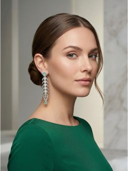Adwitiya - Mint Green Pear-Drop Dangle Earrings