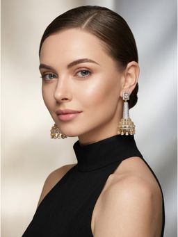 Adwitiya - Gold and Diamond Statement Jhumka Earrings