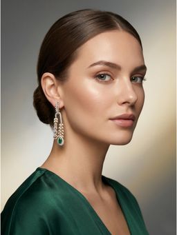 Adwitiya - Gold and Diamond Emerald Drop Earrings