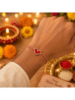 Priaansha Creations - Heart Beaded Thread Rakhi for Raksha Bandhan
