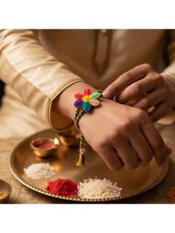 Priaansha Creations - Round Floral Thread Rakhi for Raksha Bandhan