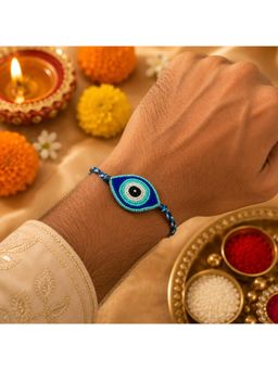 Priaansha Creations - Blue Evil Eye Thread Rakhi for Raksha Bandhan