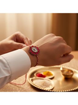 Priaansha Creations - Pink Floral Beaded Thread Rakhi for Raksha Bandhan