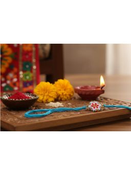 Priaansha Creations - Turquoise Round Beaded Thread Rakhi for Raksha Bandhan