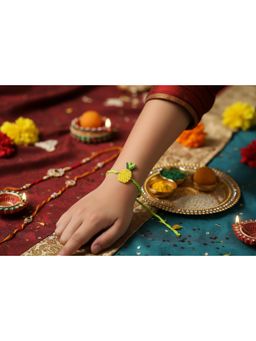 Priaansha Creations - Pineapple Beaded Thread Rakhi for Raksha Bandhan
