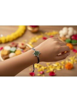 Priaansha Creations - Green Star Beaded Thread Rakhi for Raksha Bandhan