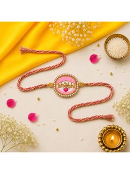 Priaansha Creations - Pink Bhai Beaded Thread Rakhi for Raksha Bandhan
