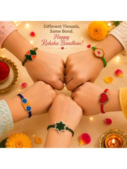 Priaansha Creations - Pack of 5 Assorted Beaded Thread Rakhis for Raksha Bandhan