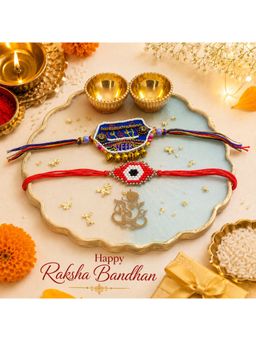 Priaansha Creations - Pack of 2 Bhai Veer Evil Eye Thread Rakhis for Raksha Bandhan