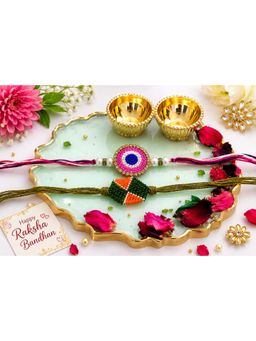 Priaansha Creations - Pack of 2 Pink Evil Eye Geometric Thread Rakhis for Raksha Bandhan