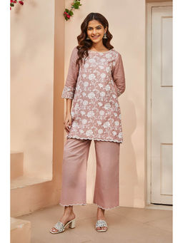 Biba - Women Polyester Floral Kurta With Pant (Set of 2)