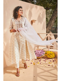 Biba - Women Polyester Embroidered Kurta With Pant & Dupatta (Set of 3)