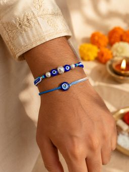 Digital Dress Room - Blue Evil Eye Beaded Rakhis (Pack of 2)