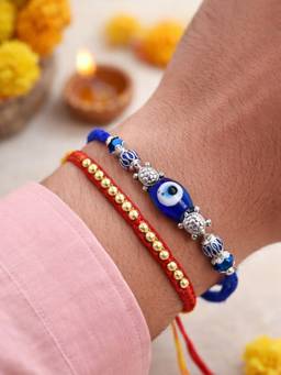 Digital Dress Room - Multi-Color Evil Eye Beaded Rakhis (Pack of 2)