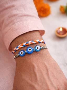 Digital Dress Room - Multi-Color Braided Evil Eye Rakhis (Pack of 2)