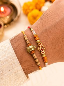 Digital Dress Room - Ganesha Turtle Mauli Thread Rakhis (Pack of 2)