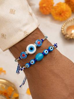 Digital Dress Room - Multi-Color Evil Eye Beaded Rakhis (Pack of 2)
