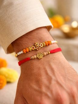 Digital Dress Room - Lord Ganesha Om Beads Rakhis (Pack of 2)