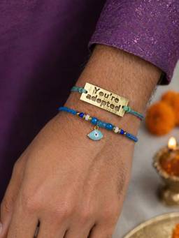 Digital Dress Room - Evil Eye and Text Rakhis (Pack of 2)