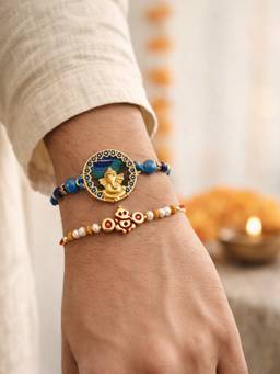 Digital Dress Room - Peacock Feather Ganesha Rakhis (Pack of 2)