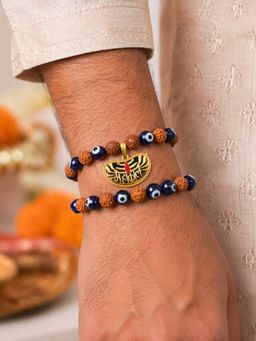 Digital Dress Room - Mahakal Evil Eye Rudraksha Bracelet Rakhis (Pack of 2)