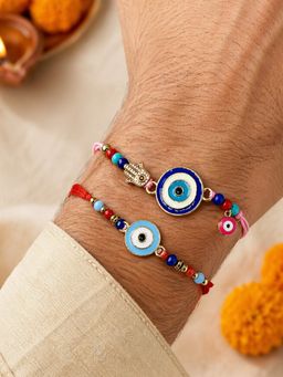 Digital Dress Room - Multi-Color Evil Eye Hamsa Rakhis (Pack of 2)