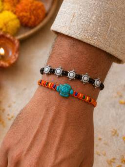 Digital Dress Room - Multi-Color Turtle Charm Rakhis (Pack of 2)