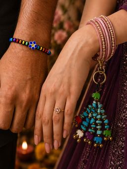 Digital Dress Room - Multi-Color Elephant Floral Rakhi and Lumba