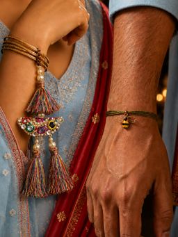 Digital Dress Room - Bee Charm Pearl Tassel Rakhi and Lumba