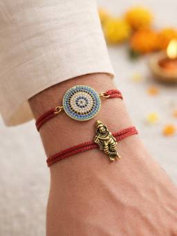Digital Dress Room - Multi-Color Evil Eye Lord Krishna Rakhis (Pack of 2)