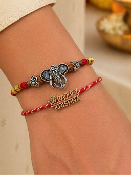 Digital Dress Room - Ganesh and Radhey Krishna Rakhis (Pack of 2)