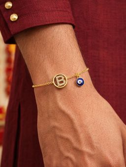 Digital Dress Room - B Letter Evil Eye Stone Bracelet Rakhi