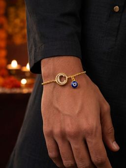 Digital Dress Room - C Letter Evil Eye Stone Bracelet Rakhi