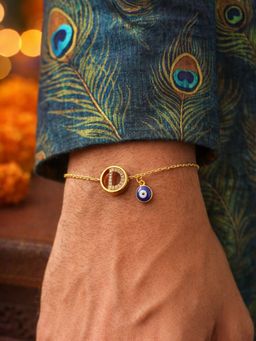 Digital Dress Room - D Letter Evil Eye Stone Bracelet Rakhi