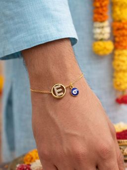 Digital Dress Room - E Letter Evil Eye Stone Bracelet Rakhi