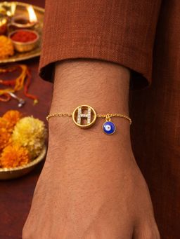 Digital Dress Room - H Letter Evil Eye Stone Bracelet Rakhi
