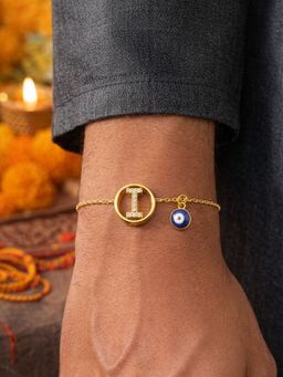Digital Dress Room - I Letter Evil Eye Stone Bracelet Rakhi
