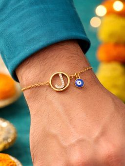 Digital Dress Room - J Letter Evil Eye Stone Bracelet Rakhi