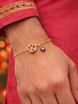Digital Dress Room - K Letter Evil Eye Stone Bracelet Rakhi