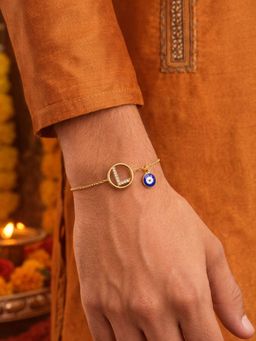 Digital Dress Room - L Letter Evil Eye Stone Bracelet Rakhi