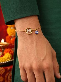 Digital Dress Room - M Letter Evil Eye Stone Bracelet Rakhi
