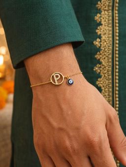 Digital Dress Room - P Letter Evil Eye Stone Bracelet Rakhi