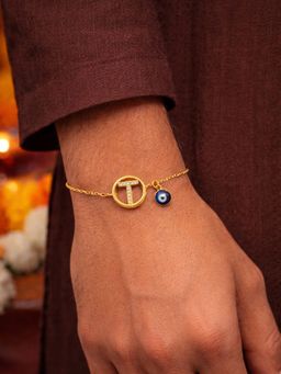 Digital Dress Room - T Letter Evil Eye Stone Bracelet Rakhi