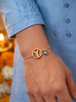 Digital Dress Room - Y Letter Evil Eye Stone Bracelet Rakhi